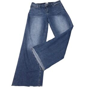 Wash Lab Serene Blue Wide Leg Raw Hem Jeans WL1959B Size 31 Mens Womens